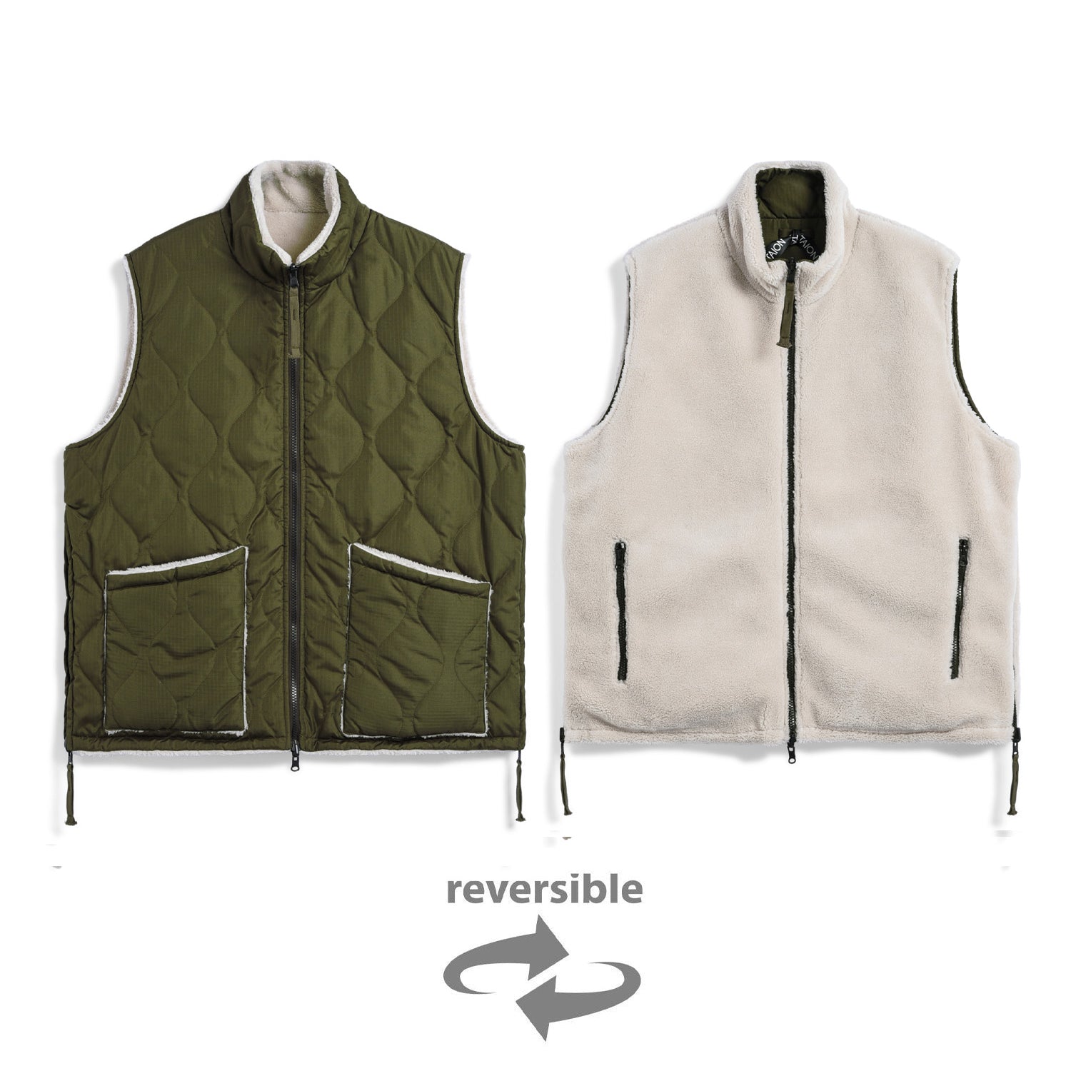 Military Reversible Hi Neck Down Vest (Hard Shell)