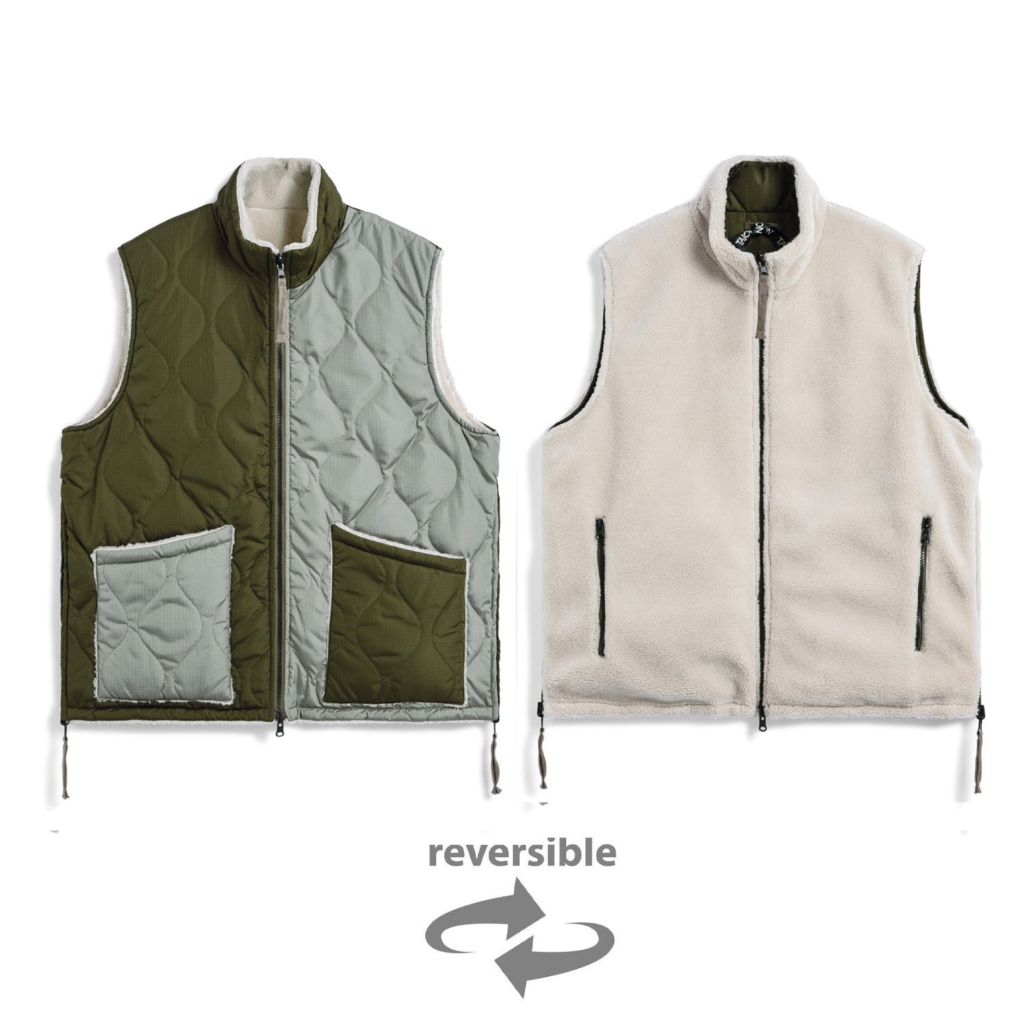 Military Reversible Hi Neck Down Vest (Hard Shell)