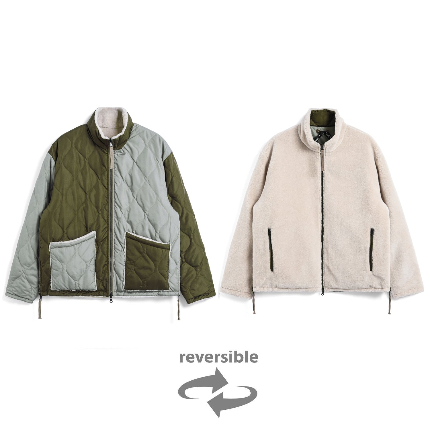 Military Reversible Hi Neck Down Jacket